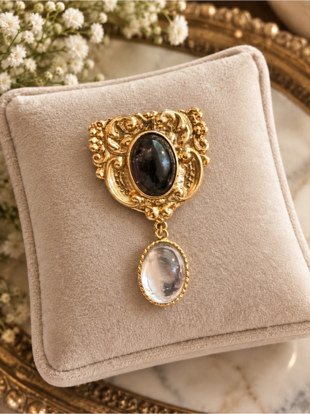 Vintage Baroque Dangle Brooch